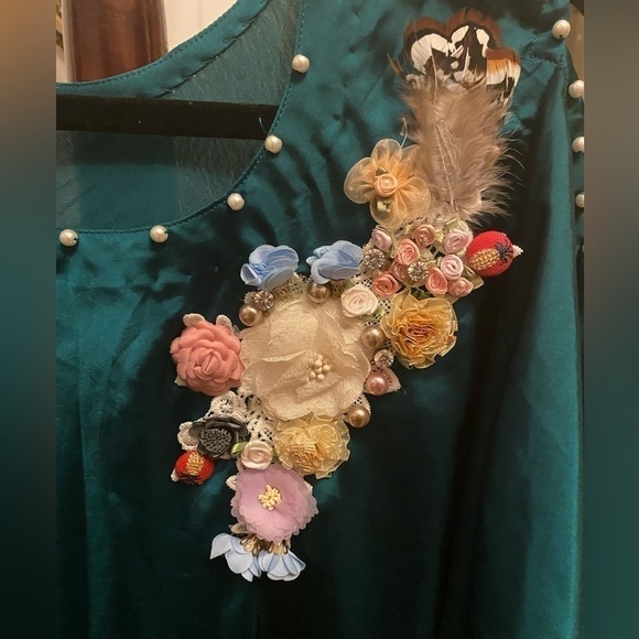 Green SATIN SWING DRESS - Picture 2 of 5